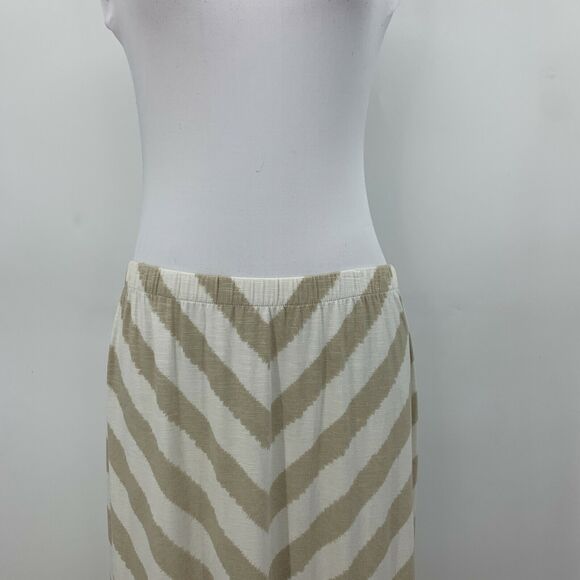 Chicos Chevron Maxi Skirt Womens Size 1 Beige Colby Stretch Waist Pull On - Picture 5 of 12